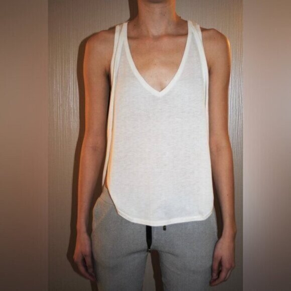 Anthropologie One Grey Day Orion Knit Tank Top Racerback V-neck Cream Size XS - Picture 8 of 16